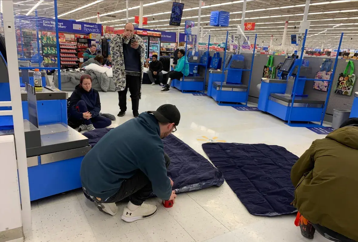 People stranded by storm crashed at Walmarts in Ontario