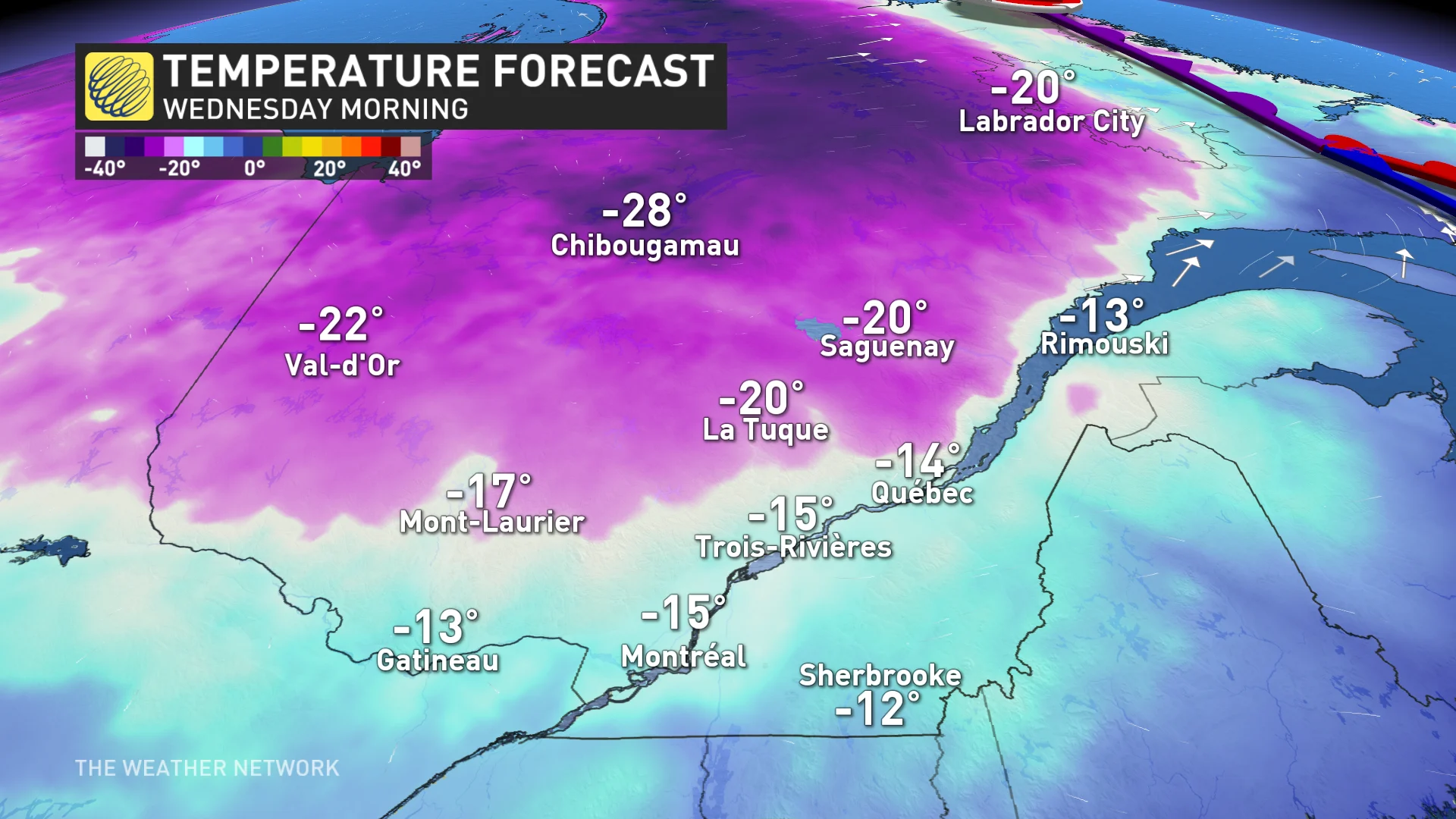 Quebec temperature forecast Wednesday morning_March 10