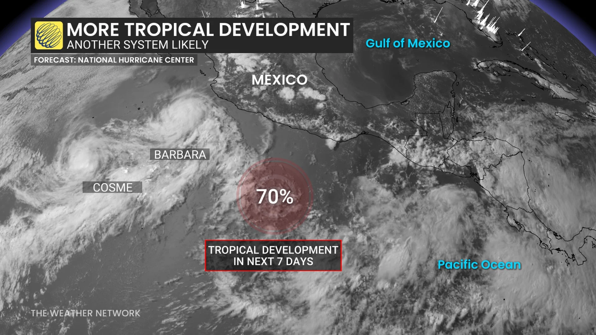 Pacific tropical development in next seven days