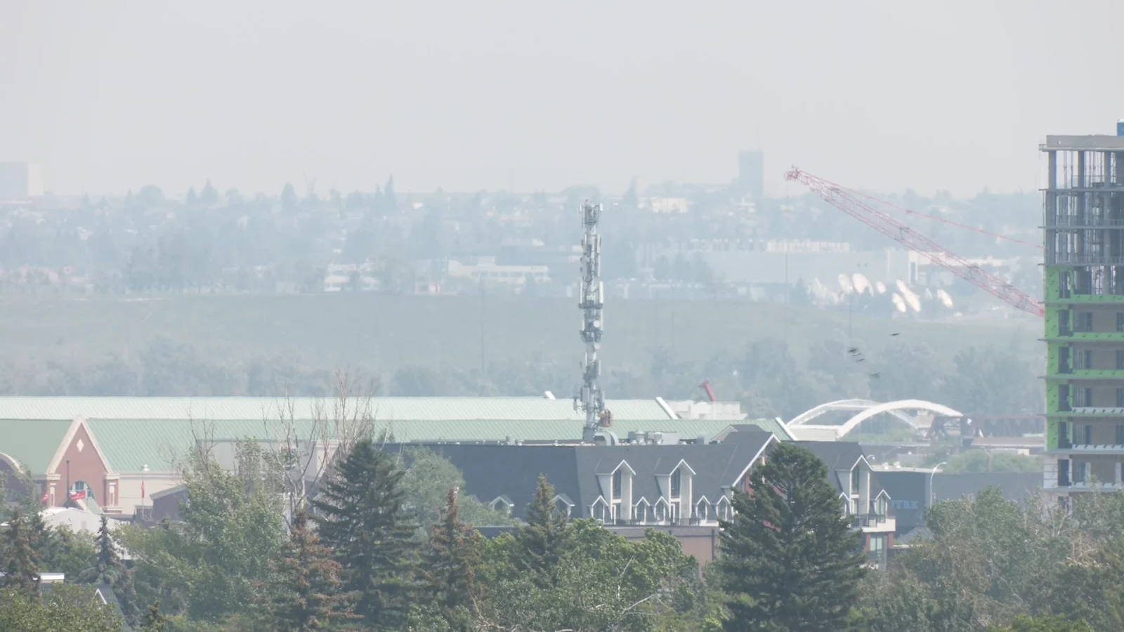 Calgary, Smoke, Wildfire, Skyline, July 11, 2025. (The Weather Network/Connor O’Donovan)