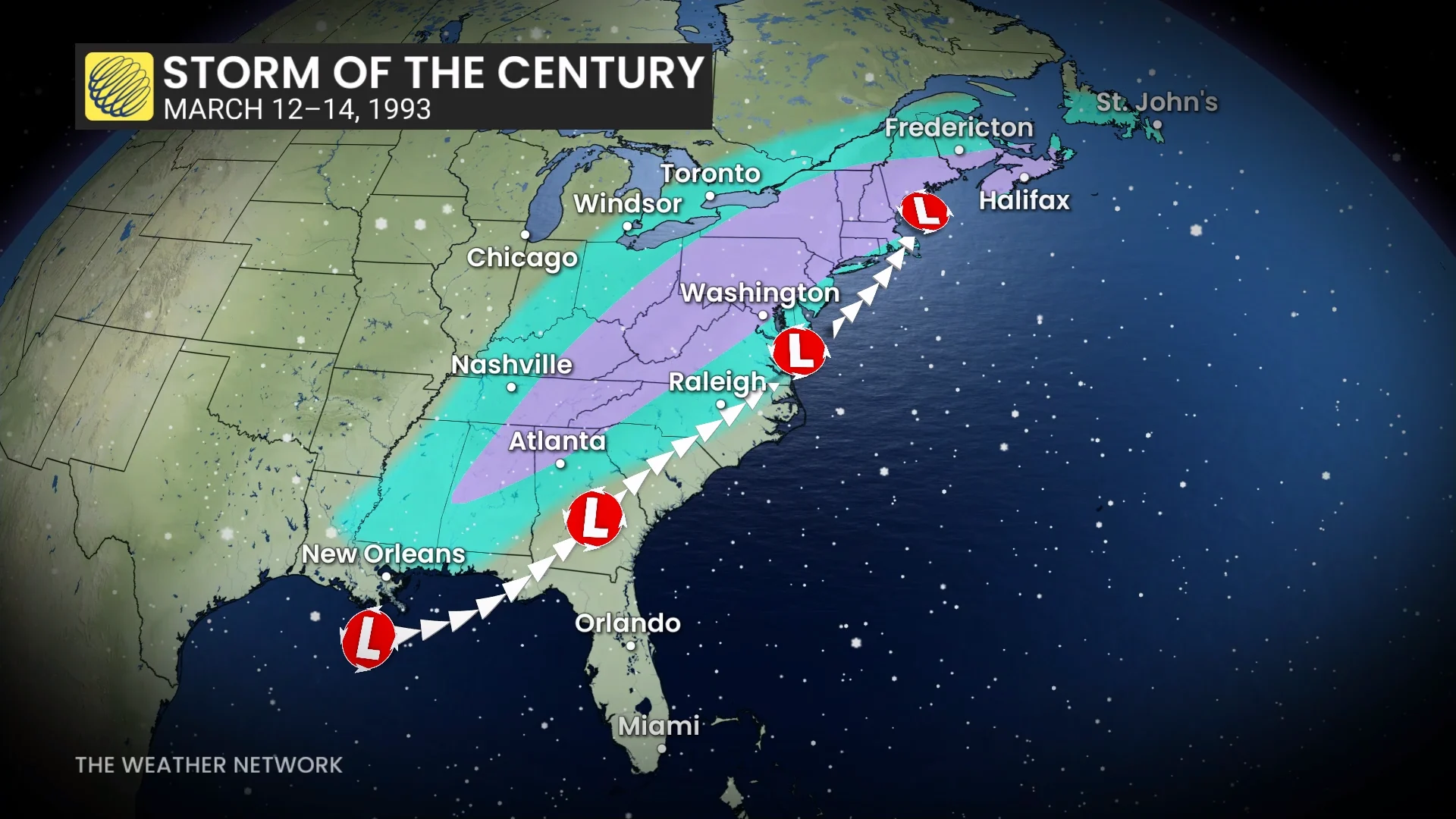 1993 Storm of the Century Low Track