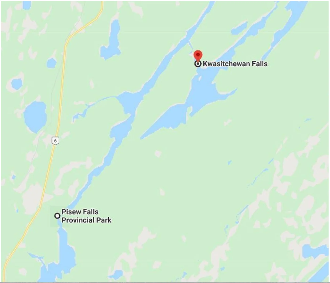Pisew Falls Provincial Park. Google Maps