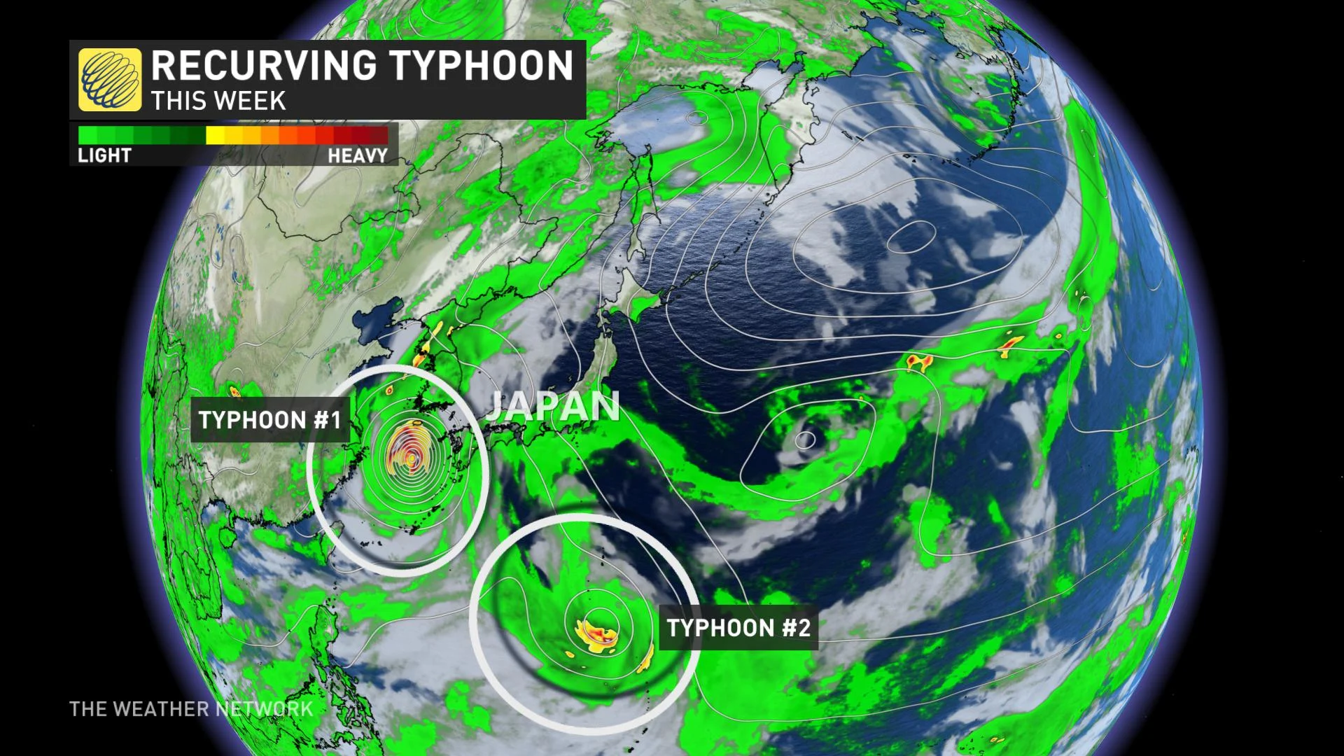 Two typhoons recurving