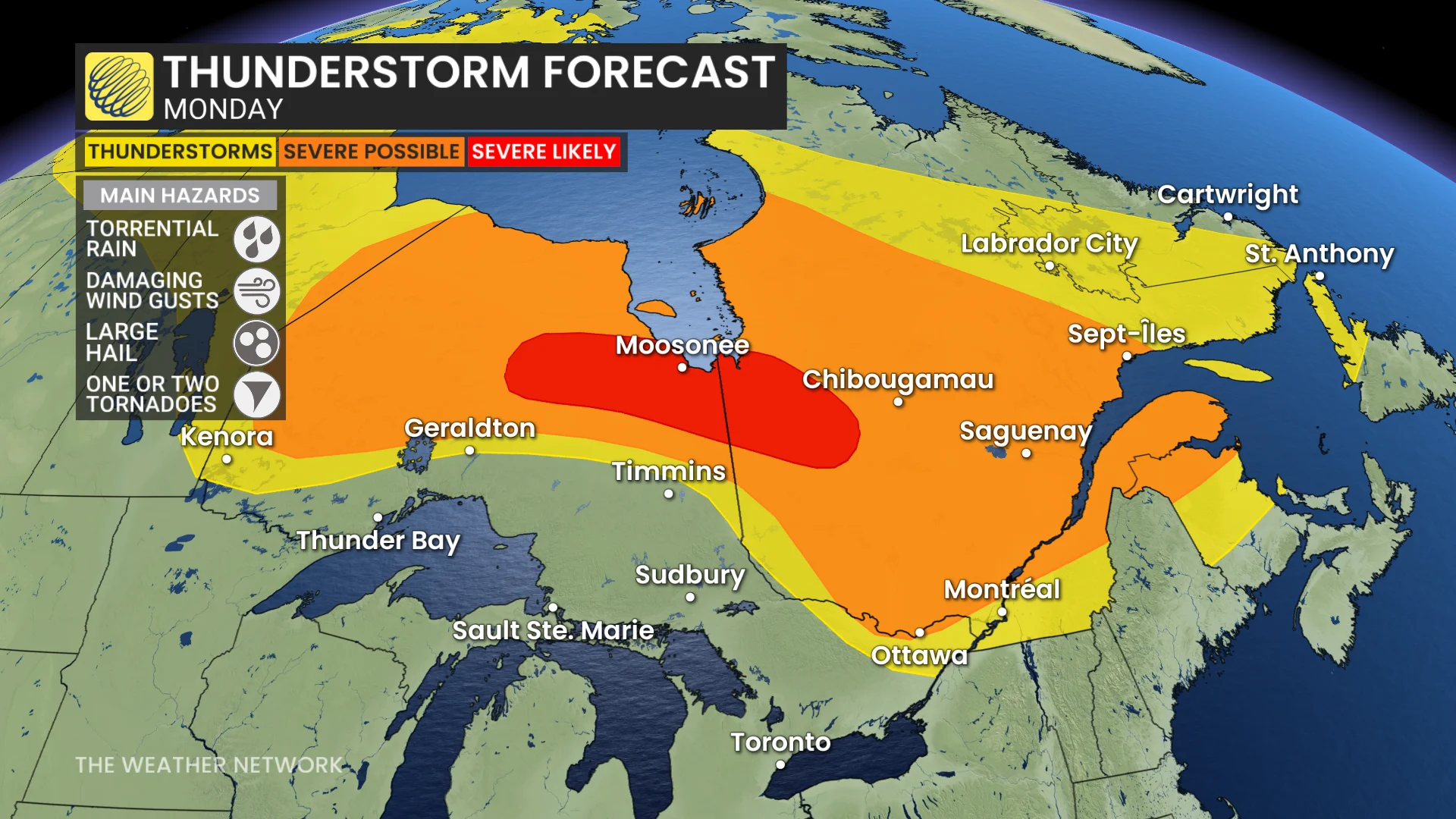 Baron - ONQC thunderstorm risk Monday - July 13