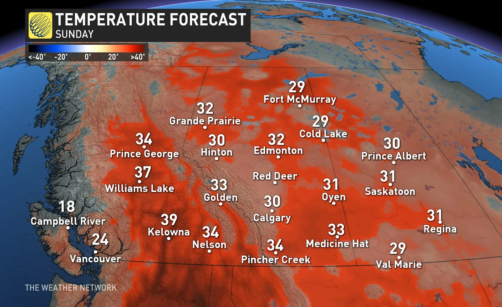 West Temperature Forecast Sunday