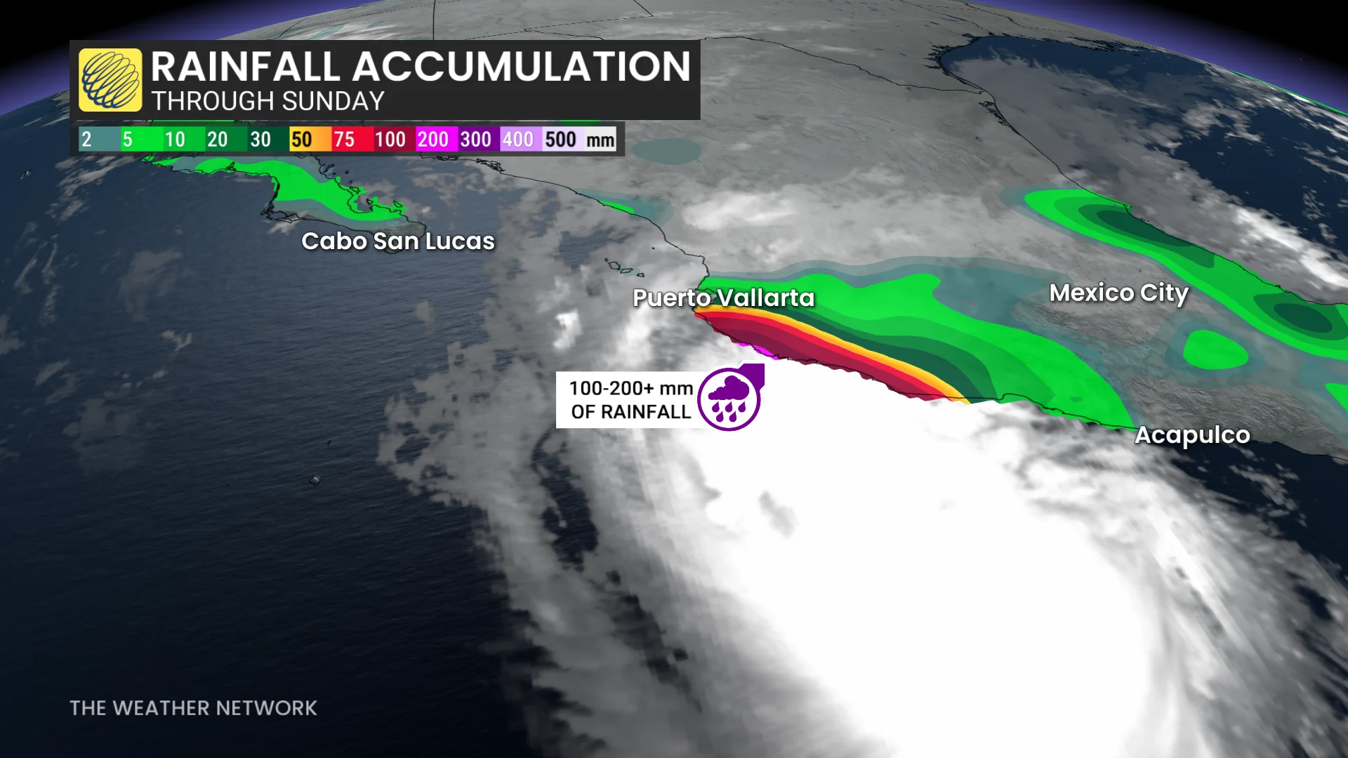 Hurricane Trudy rainfall through Sunday