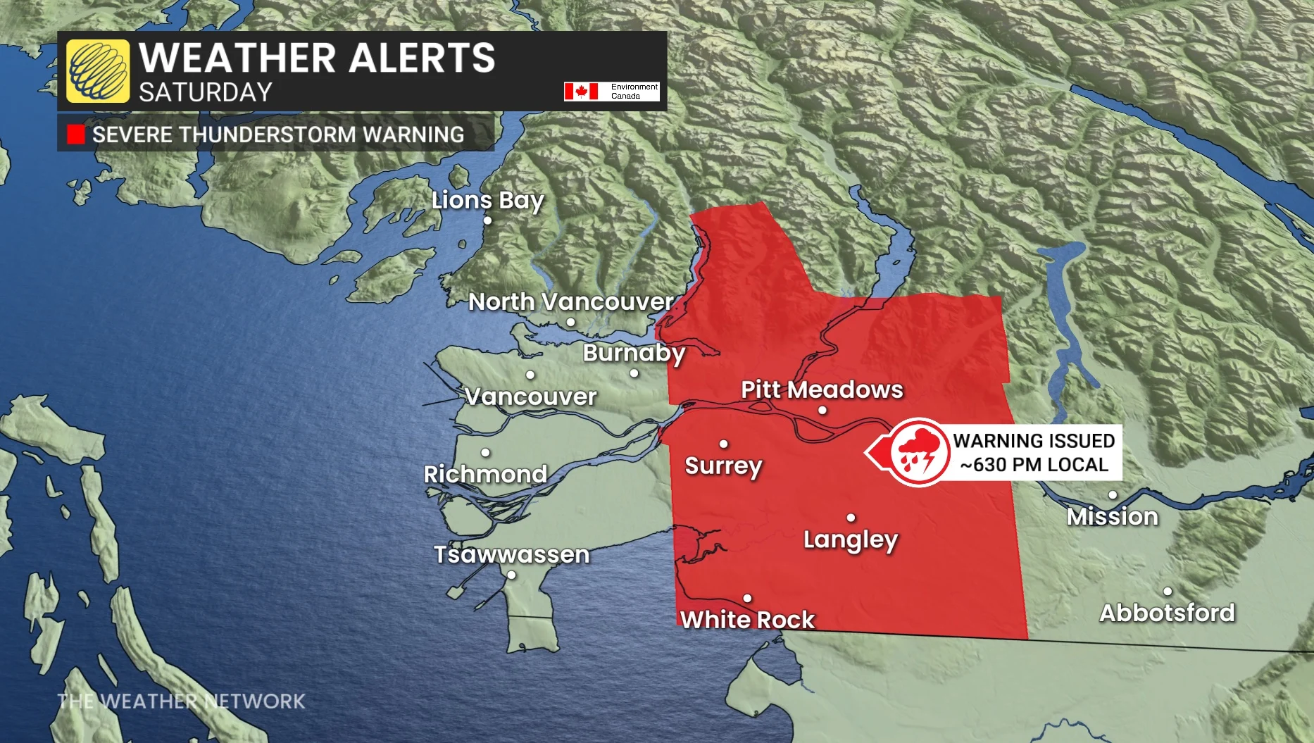 Saturday, May 17 B.C. severe thunderstorm warning