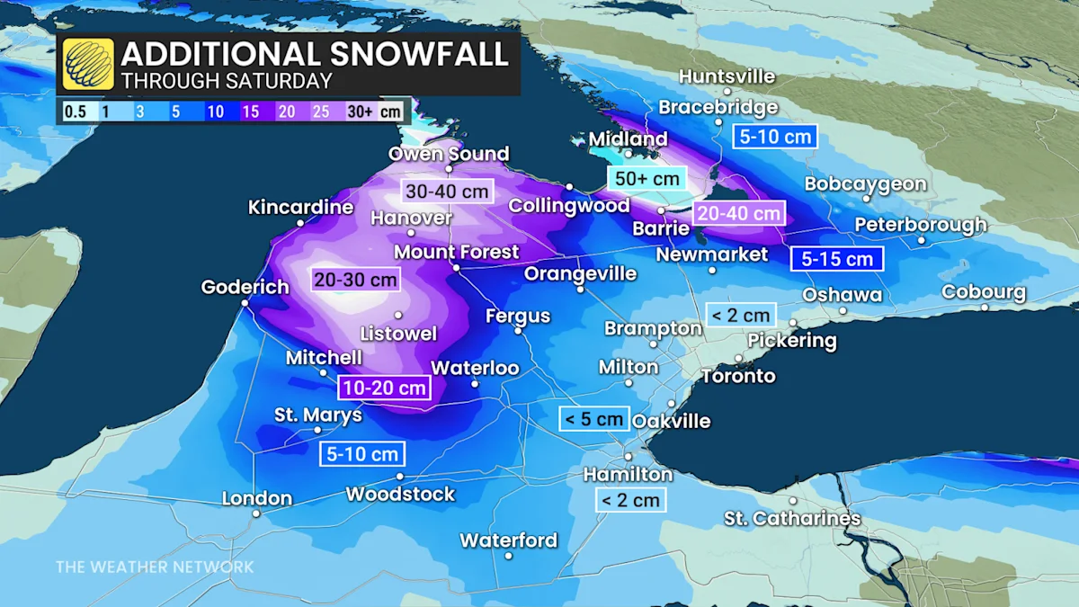 Additional 20-50 cm snow could fall in southern Ontario Friday - The ...