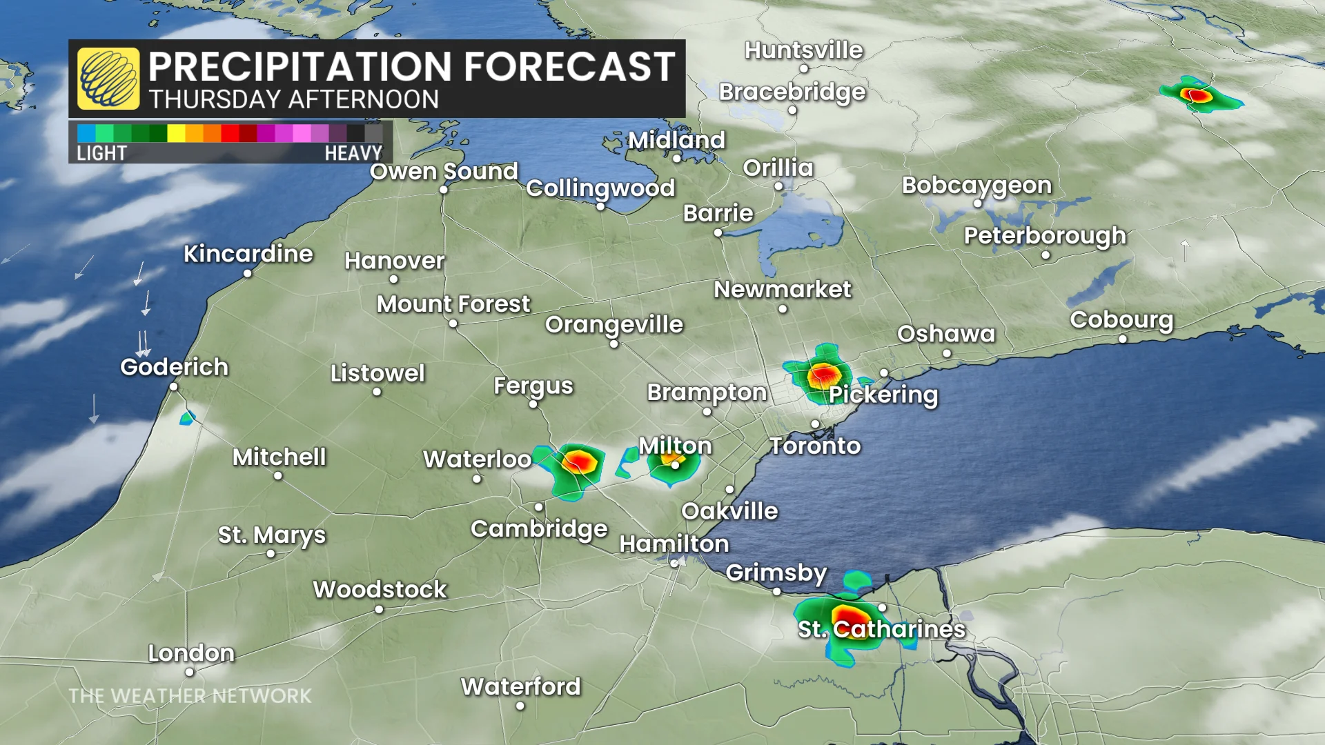 Ontario precipitation timing Thursday afternoon