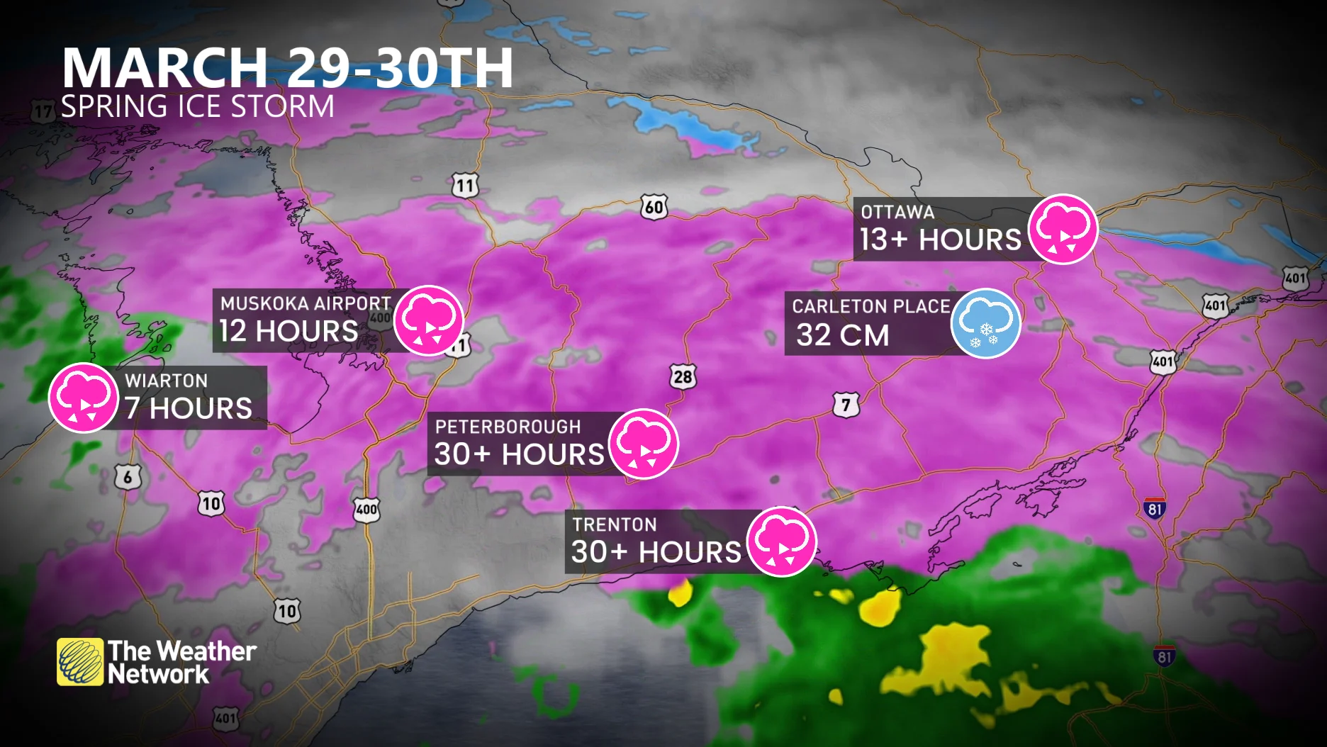 March 30 2025 Ontario Ice Storm Summary