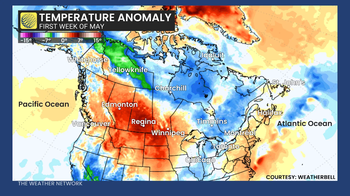 Baron - Temperature anomaly first week of May 2025