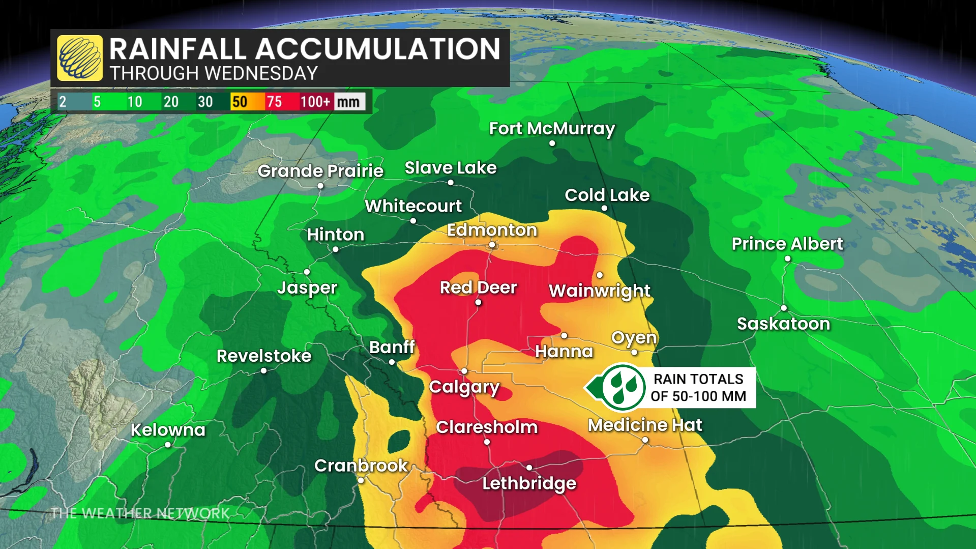 Alberta rainfall into next week
