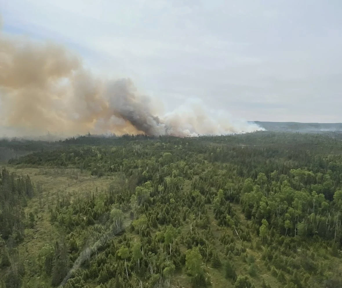 A wildfire burns near Badger, N.L. on Wednesday. (Lisa Powell-Dempster/Facebook)