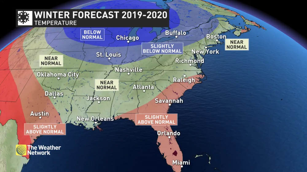 Warm and dry winter to dominate across much of U.S. south