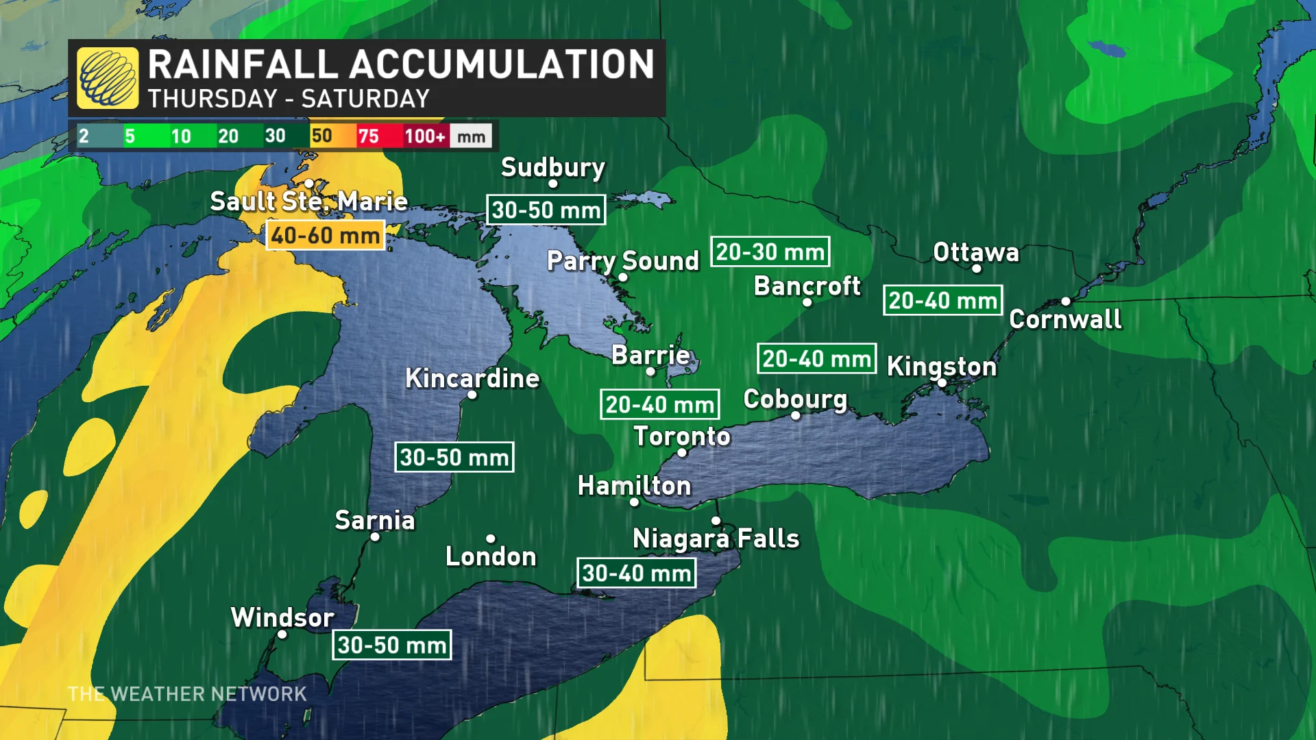 Ontario rainfall map April 10