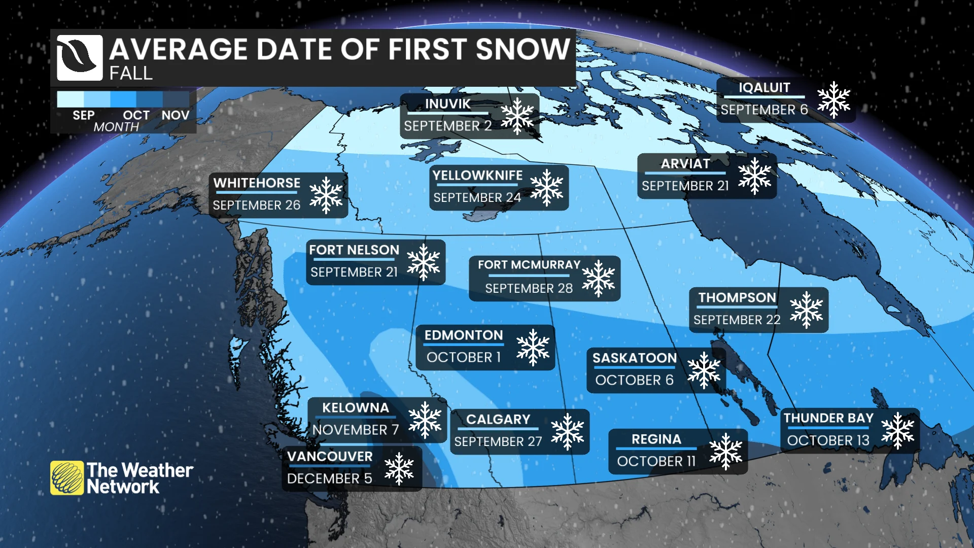 Average First Snowfall Western Canada