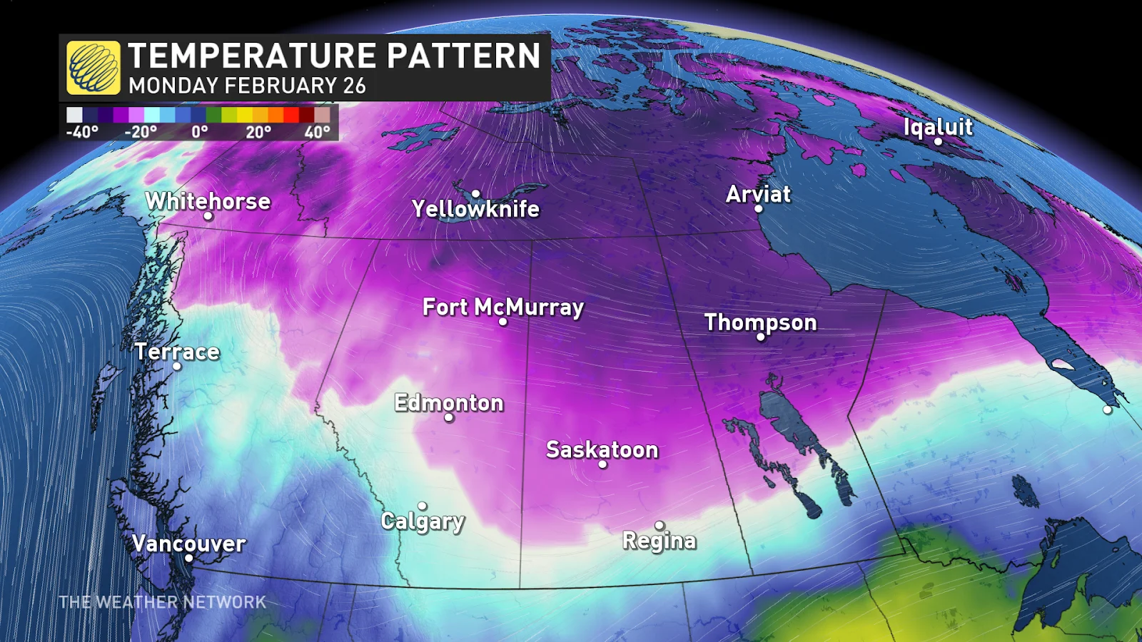 Prairies temperature pattern