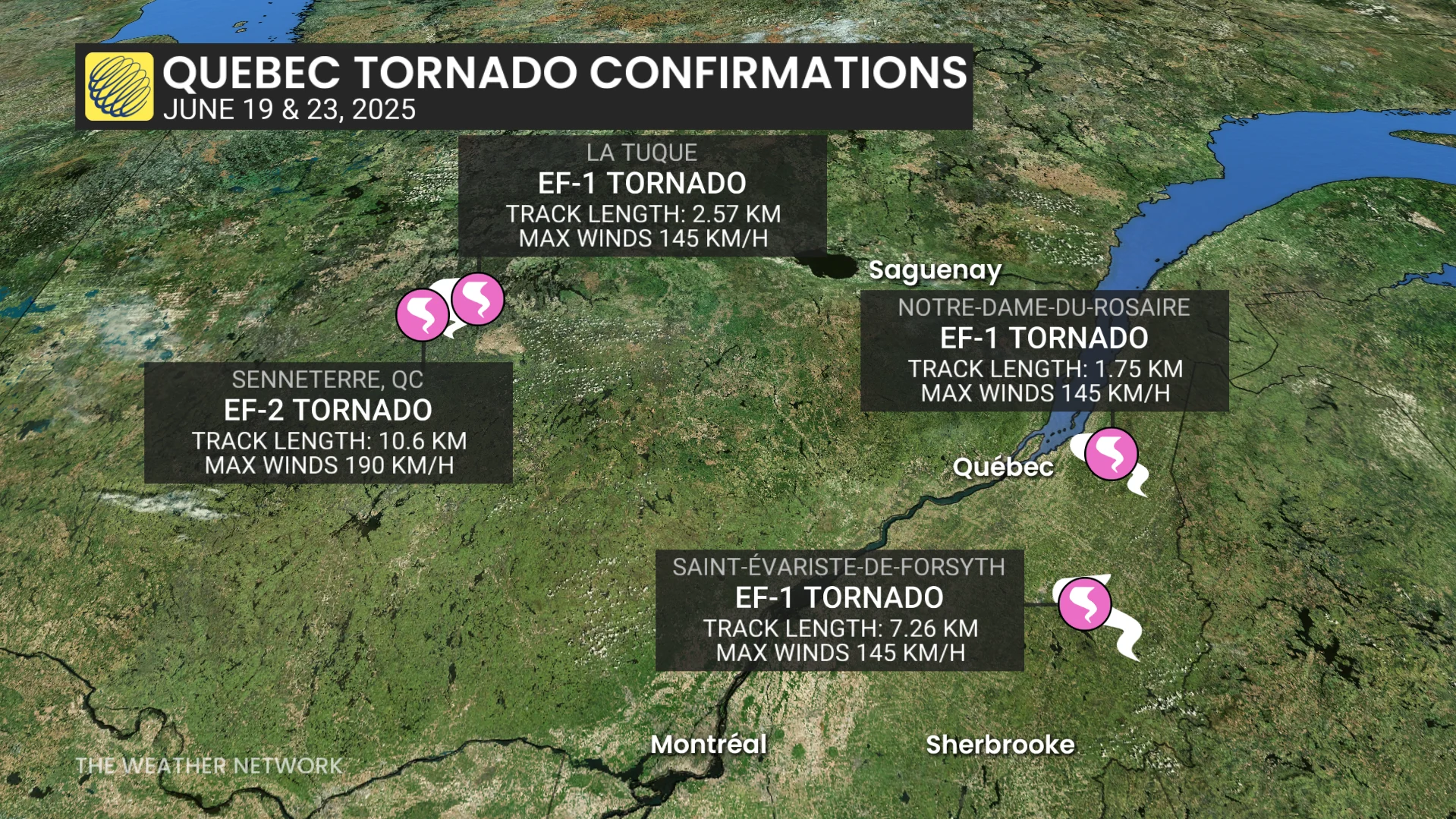 Quebec tornado confirmations June 2025