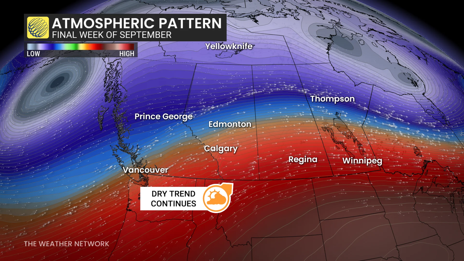 Western Canada atmospheric pattern final week of September