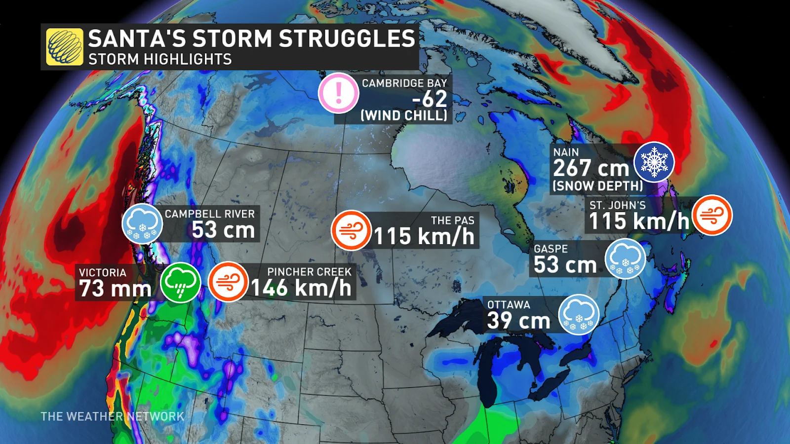 Christmas extremes across Canada