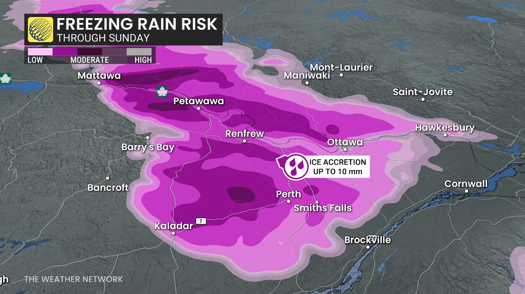 Ontario-Quebec freezing rain risk through Sunday
