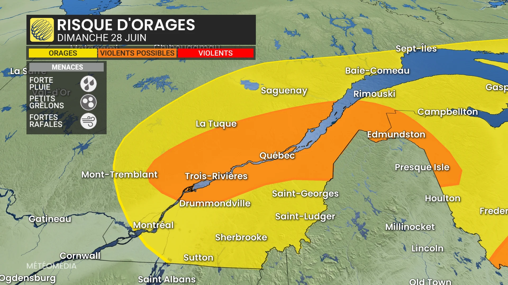 Dimanche actif : encore des alertes d'orages violents au Québec