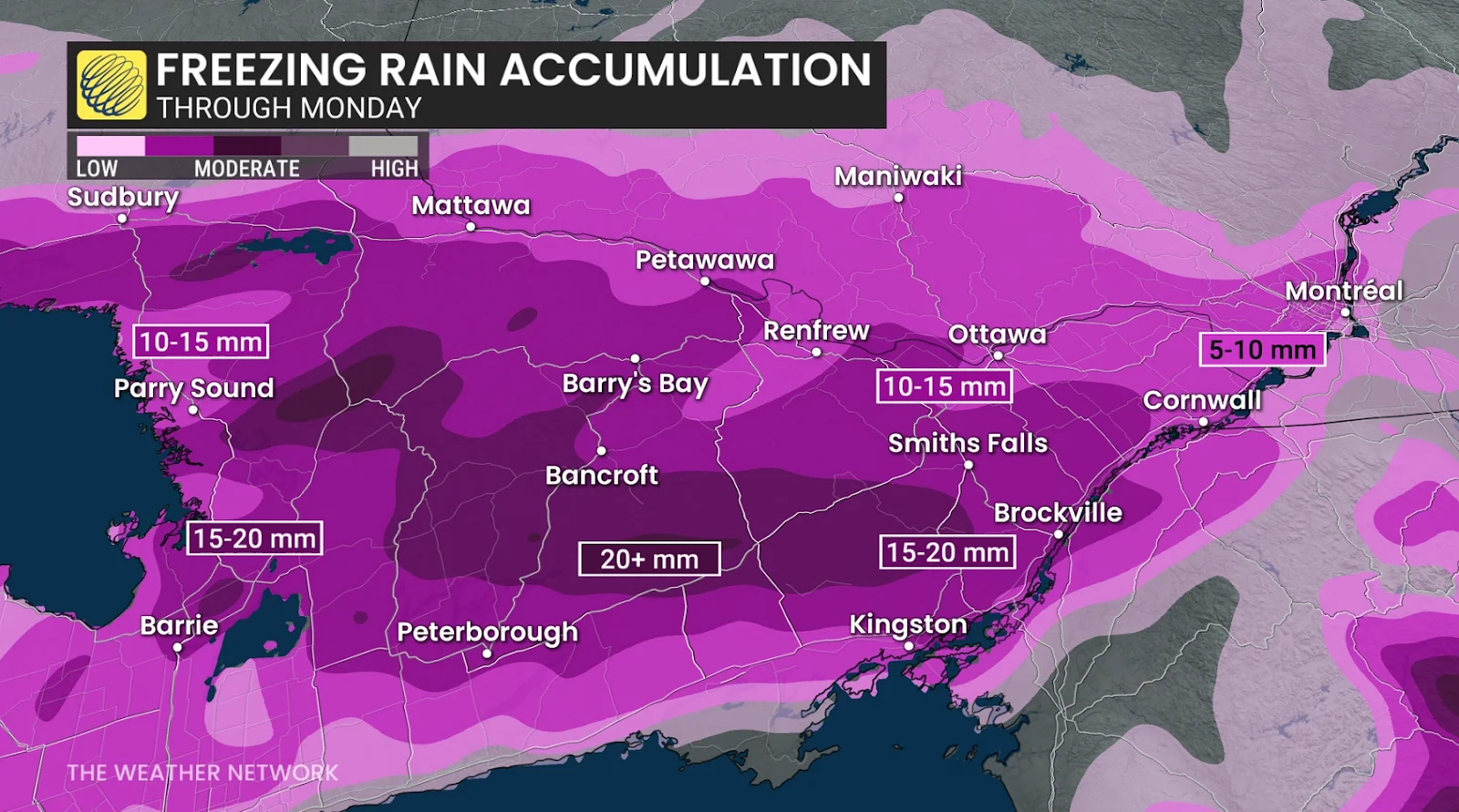 Eastern Ontario freezing rain accretion