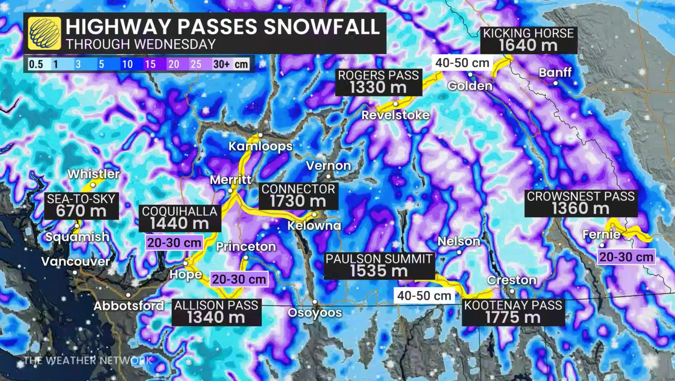 B.C. Snowfall forecast - Dec. 15, 2025