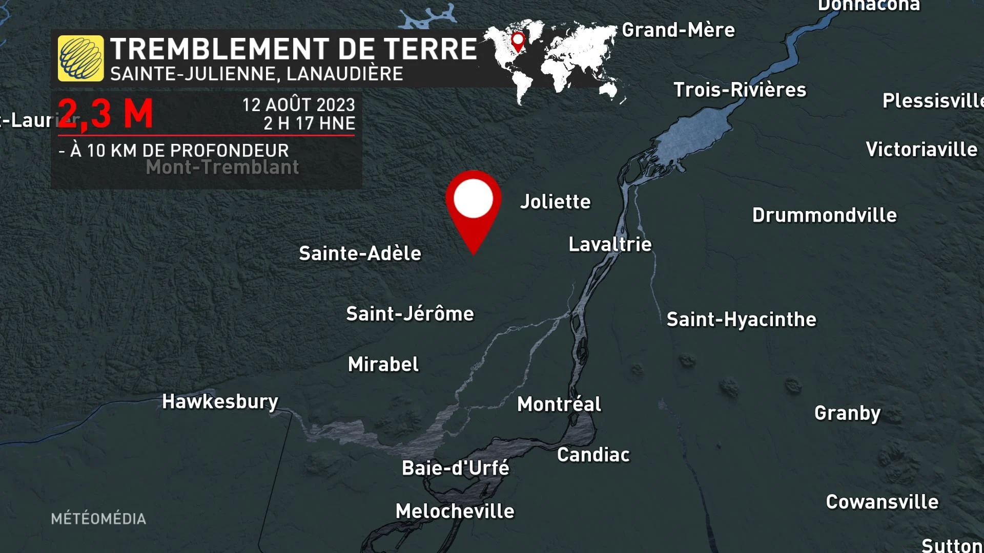 Tremblement de terre dans Lanaudière MétéoMédia