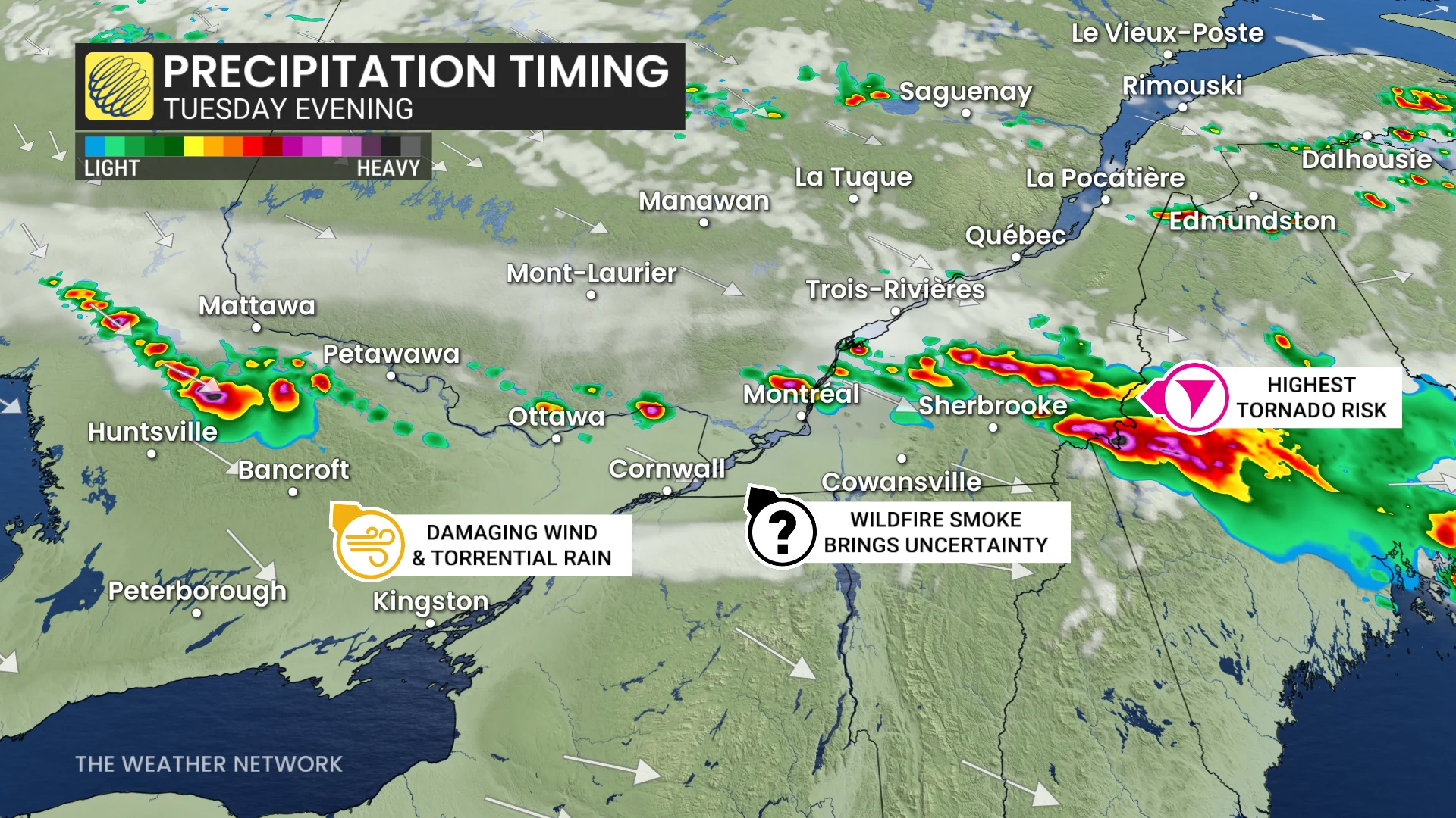 Baron - Tuesday evening precipitation timing - July 14