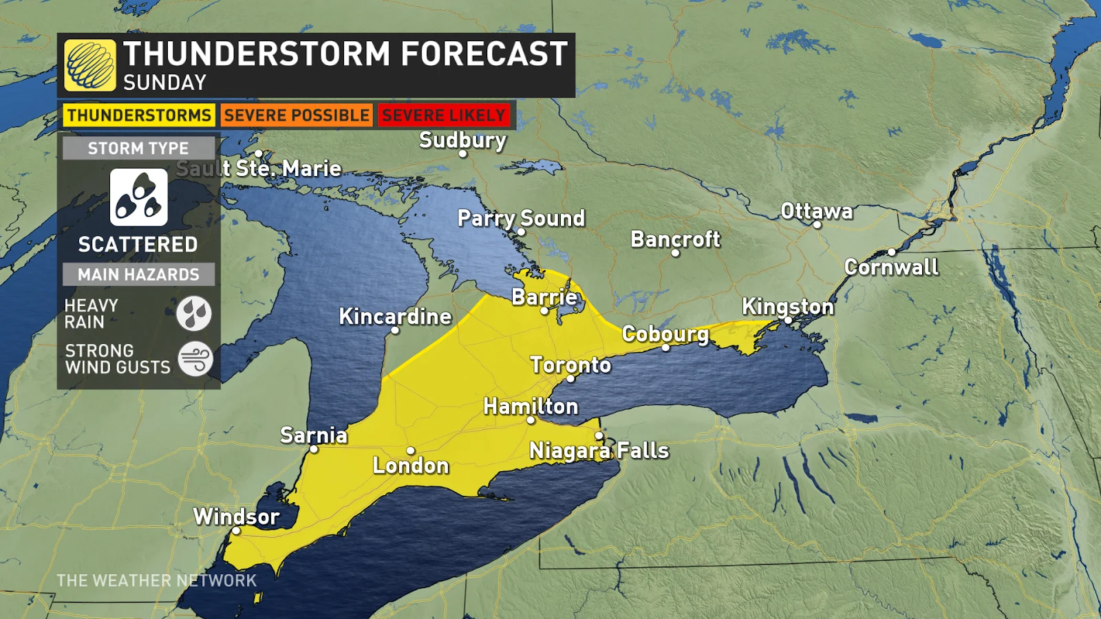 Ontario storm risk Sunday