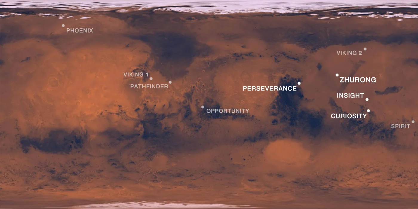 Zhurong-Landing-Location-Utopia-Planitia-past-missions-NASA-CNSA