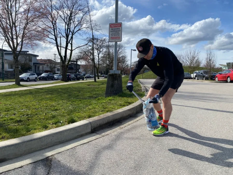 Papineau says he has picked up more than 32,000 masks in the past year. (Janella Hamilton/CBC)