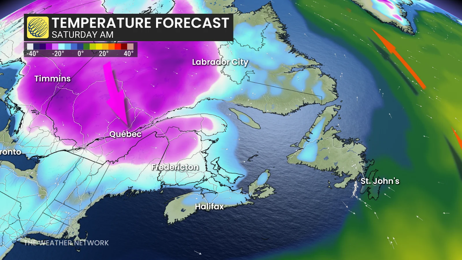 Cold, Winter, Temperature, Chill, Wind, Newfoundland, Snow, January 02, 2026. (The Weather Network/Kevin Mackay)