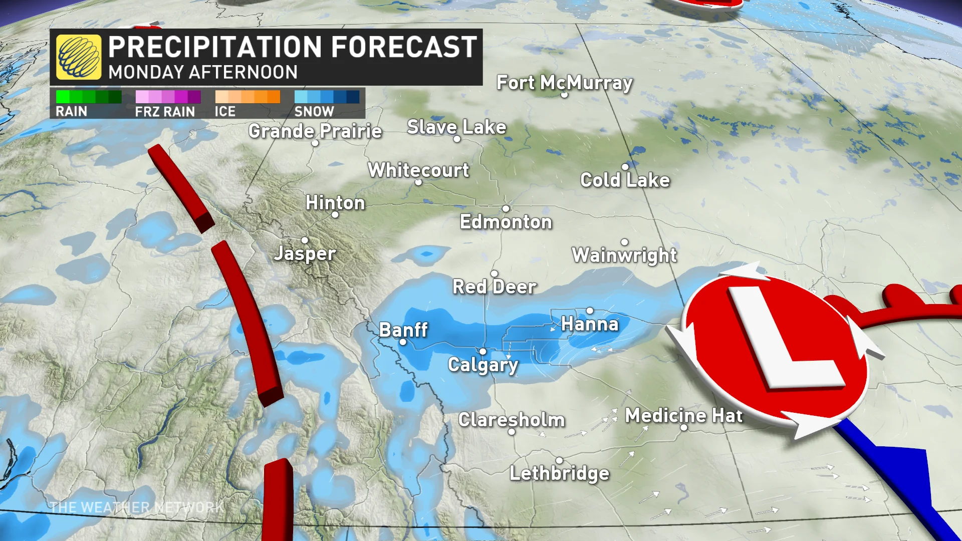 Baron - Monday precip in Alberta - Nov18