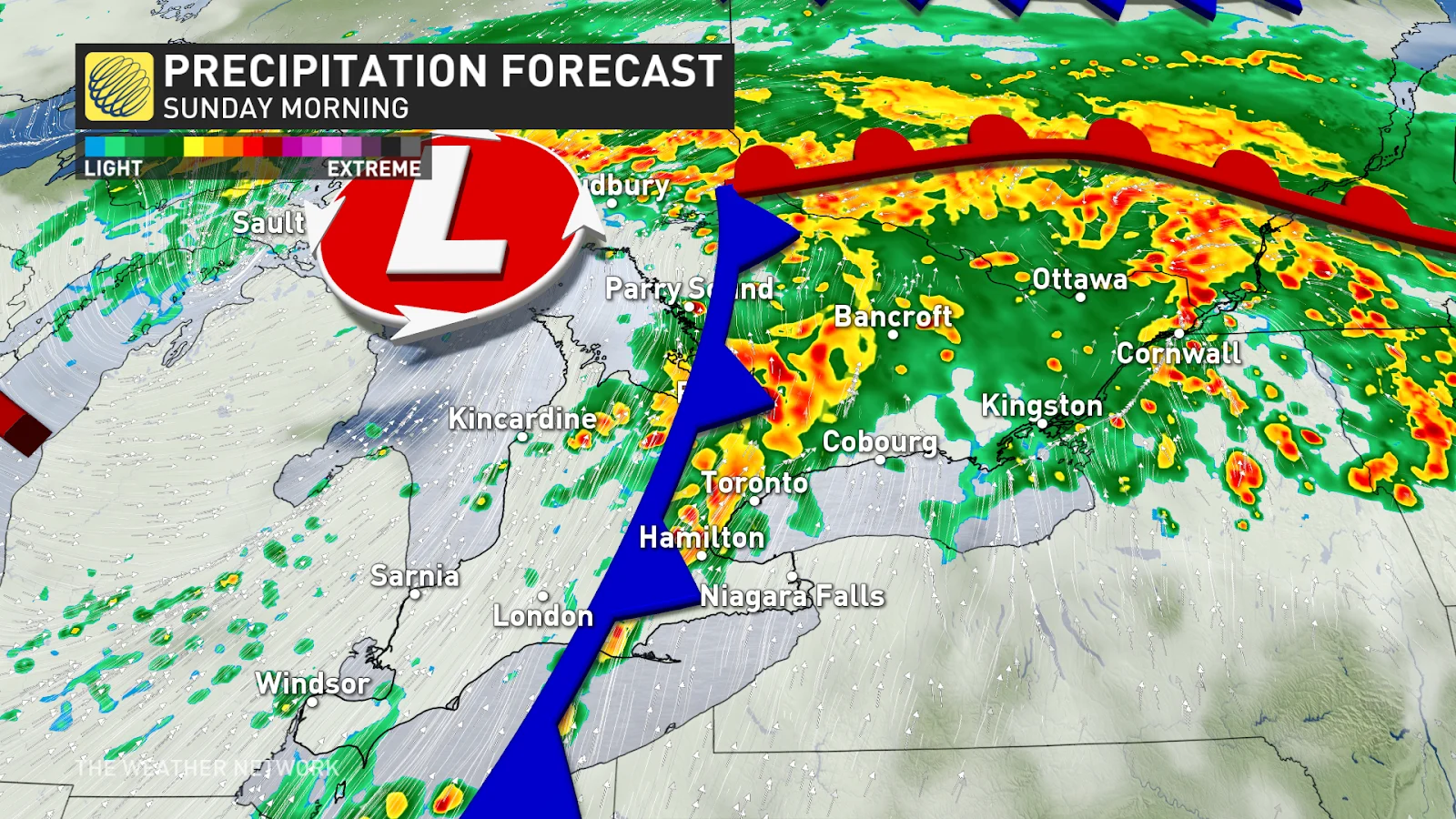 Ontario precip Sunday morning