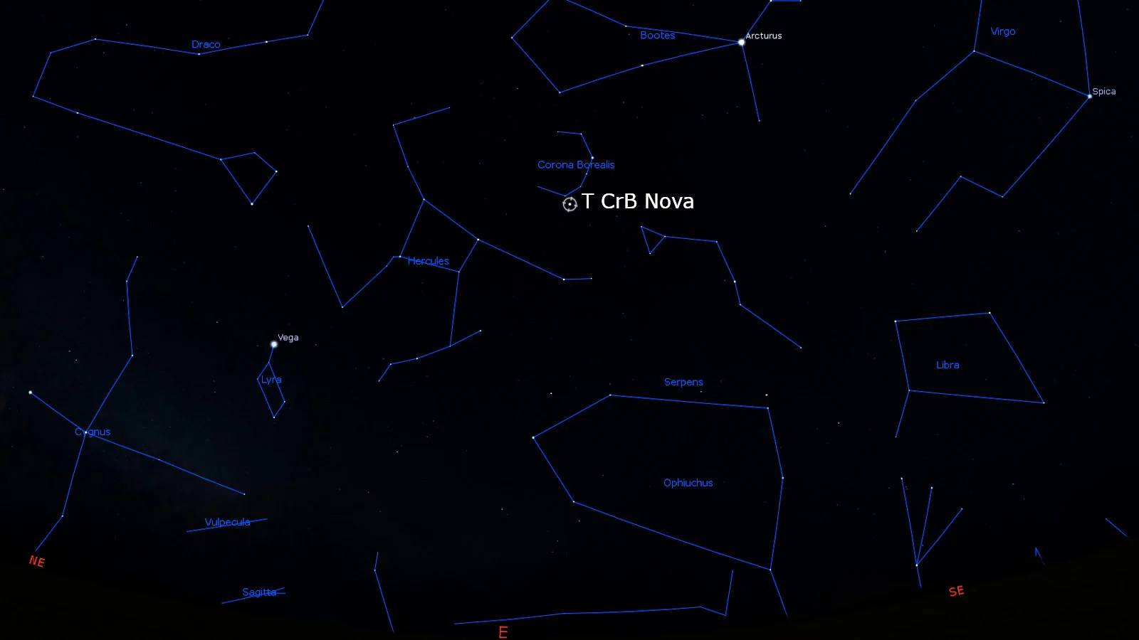 T Coronae Borealis Nova - Stellarium - 130am Mar 31 2024