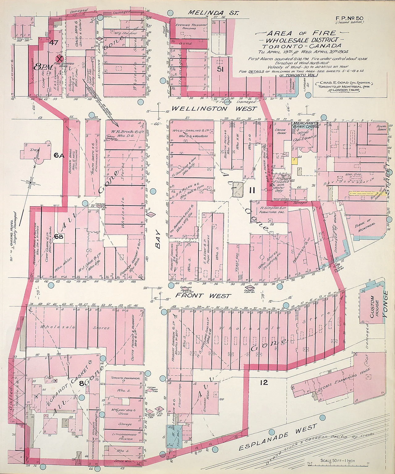 Area of Great Toronto Fire of 1904 showing the Wholesale district affected (MAPS-R-71)