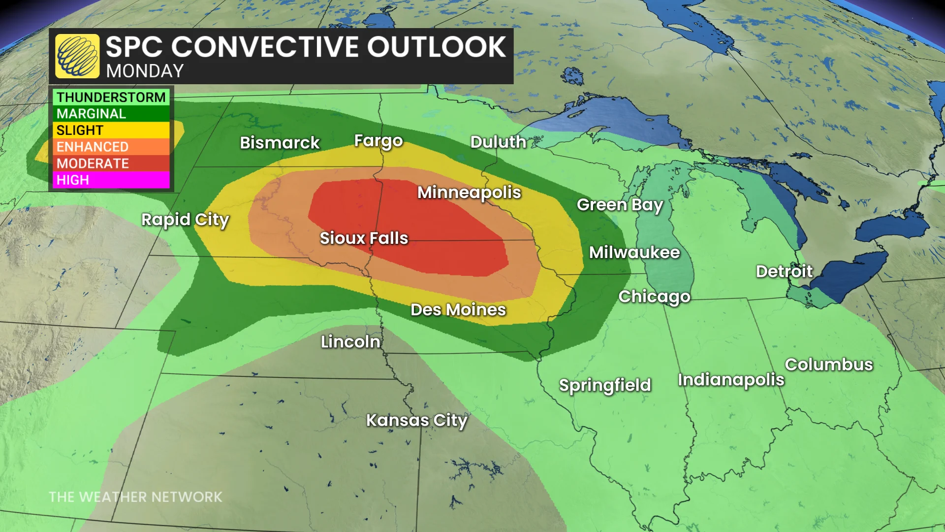 SPC severe storm outlook Monday, U.S.