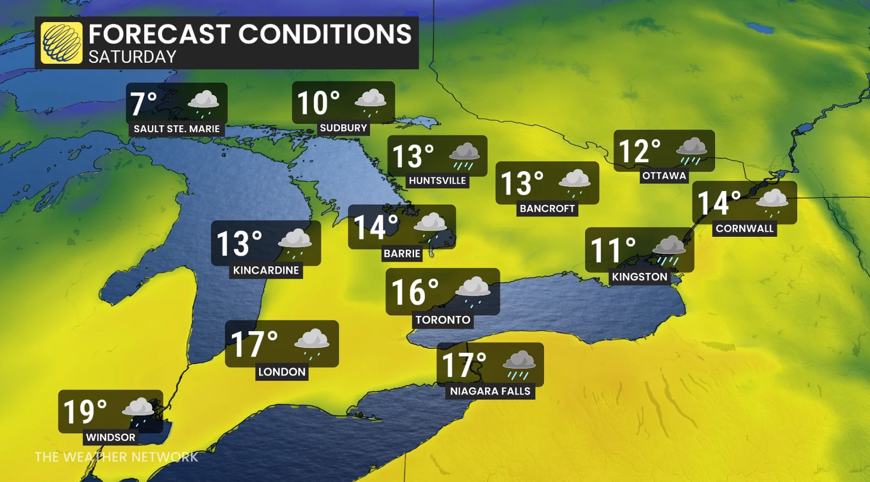 Ontario Saturday forecast conditions and temperatures - March 5, 2026