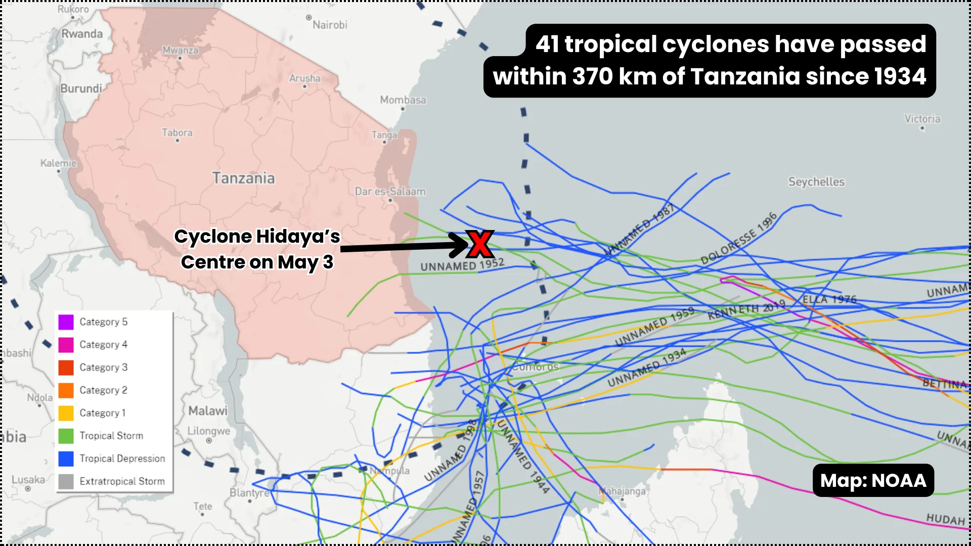 Cyclones Near Tanzania - May 3, 2024