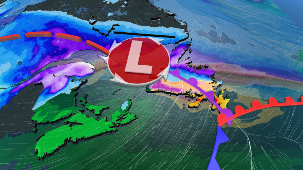 The Weather Network – Heavy rain, snow heading to Atlantic Canada to start the week