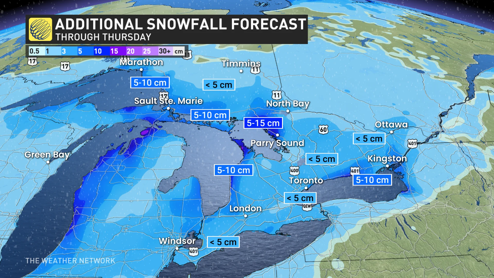 Baron - Ontario snow totals - Jan22