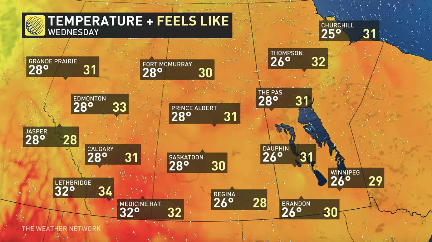 Storm risks for Manitoba Wednesday, shifts to Alberta on Thursday The