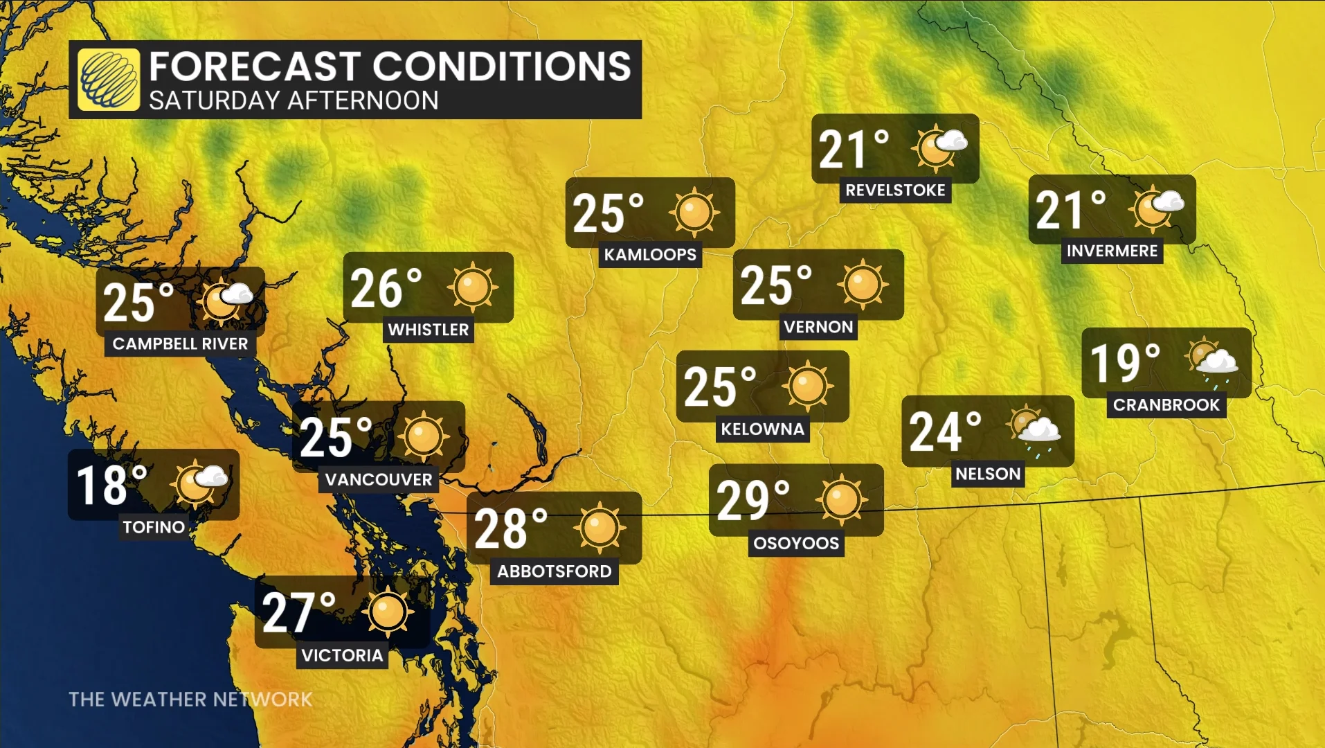 Baron - BC Saturday temperatures - June 12