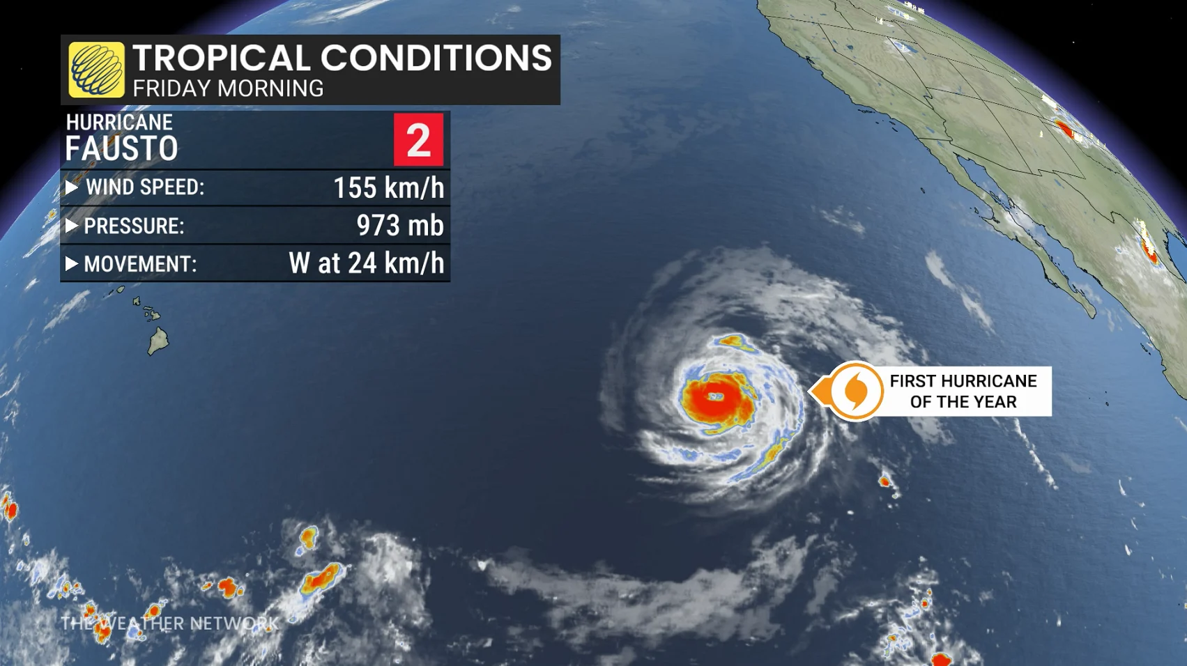 Hawaii, Rain, Storm, Tropical, Hurricane, July 24, 2026. (The Weather Network)