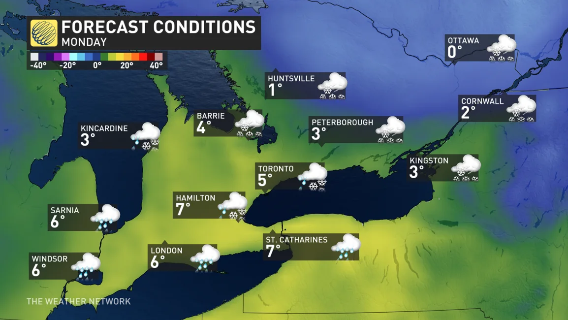 Baron - Monday temperatures southern Ontario - Mar19