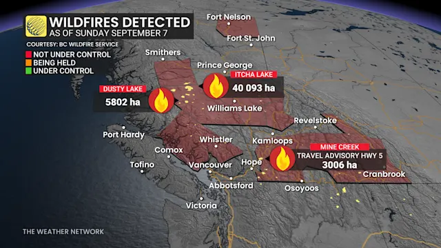 Wildfire worries rise in the West with severe storm risk in B.C ...