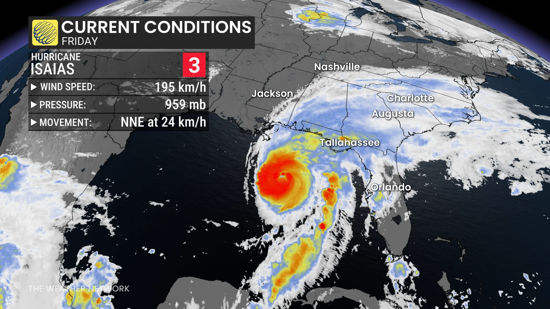 Hurricane Isaias current conditions - Oct. 9, 2026