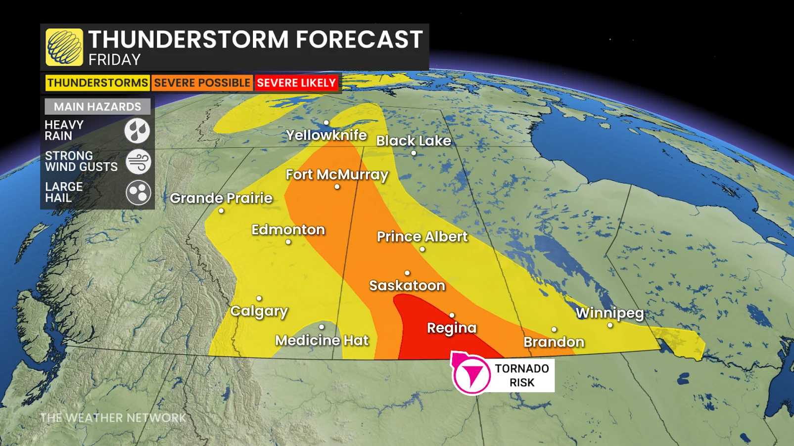 Saskatchewan forecast Friday severe storm risk - July 3, 2026